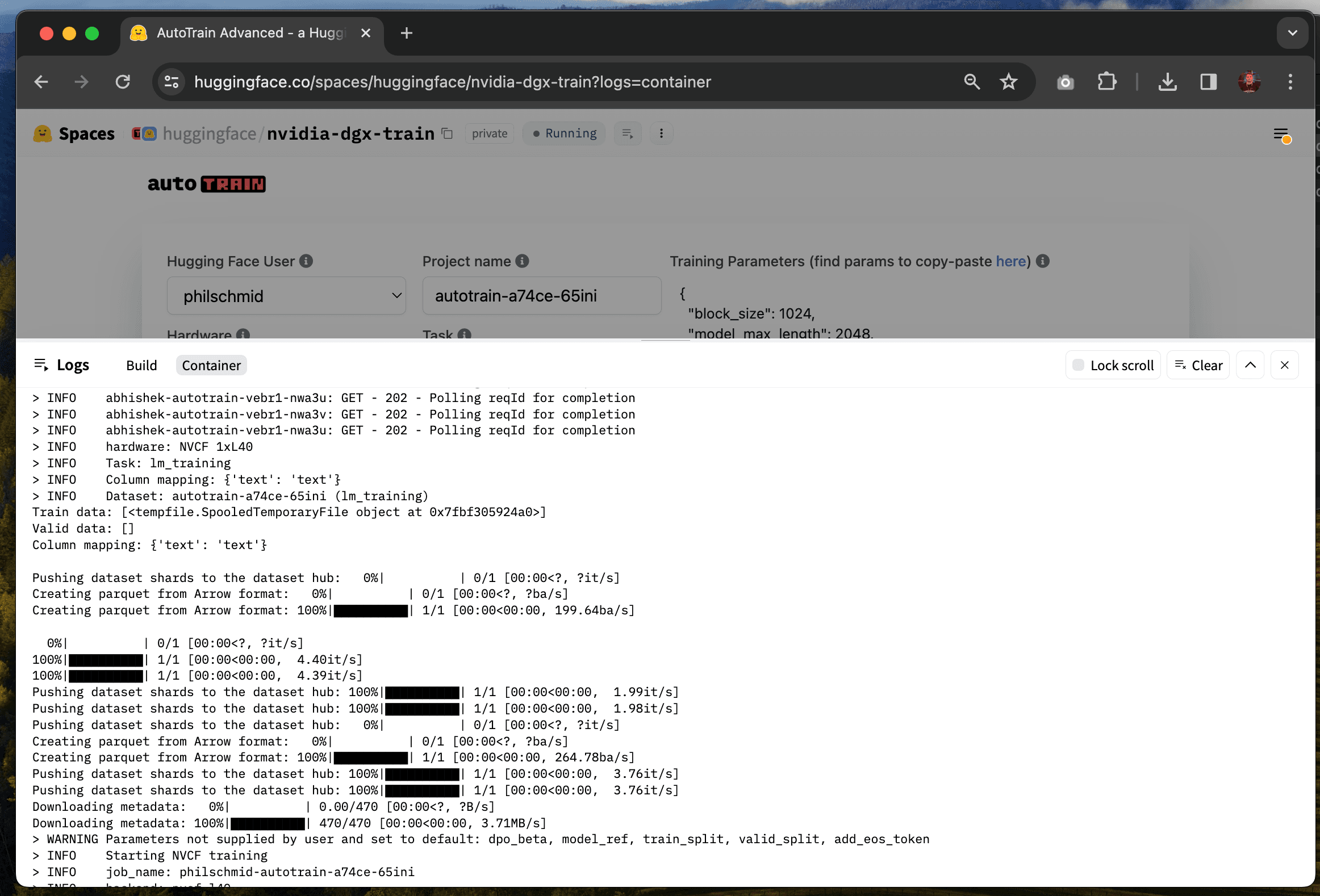Training Logs