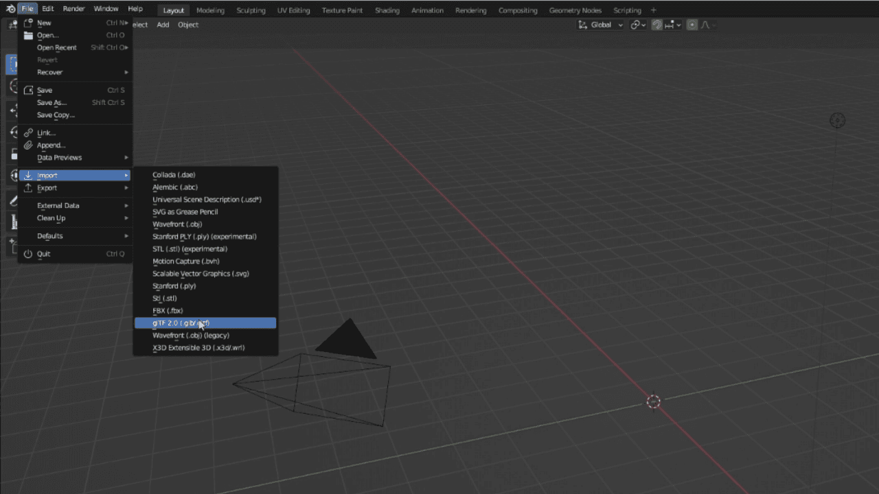 importing the model in blender