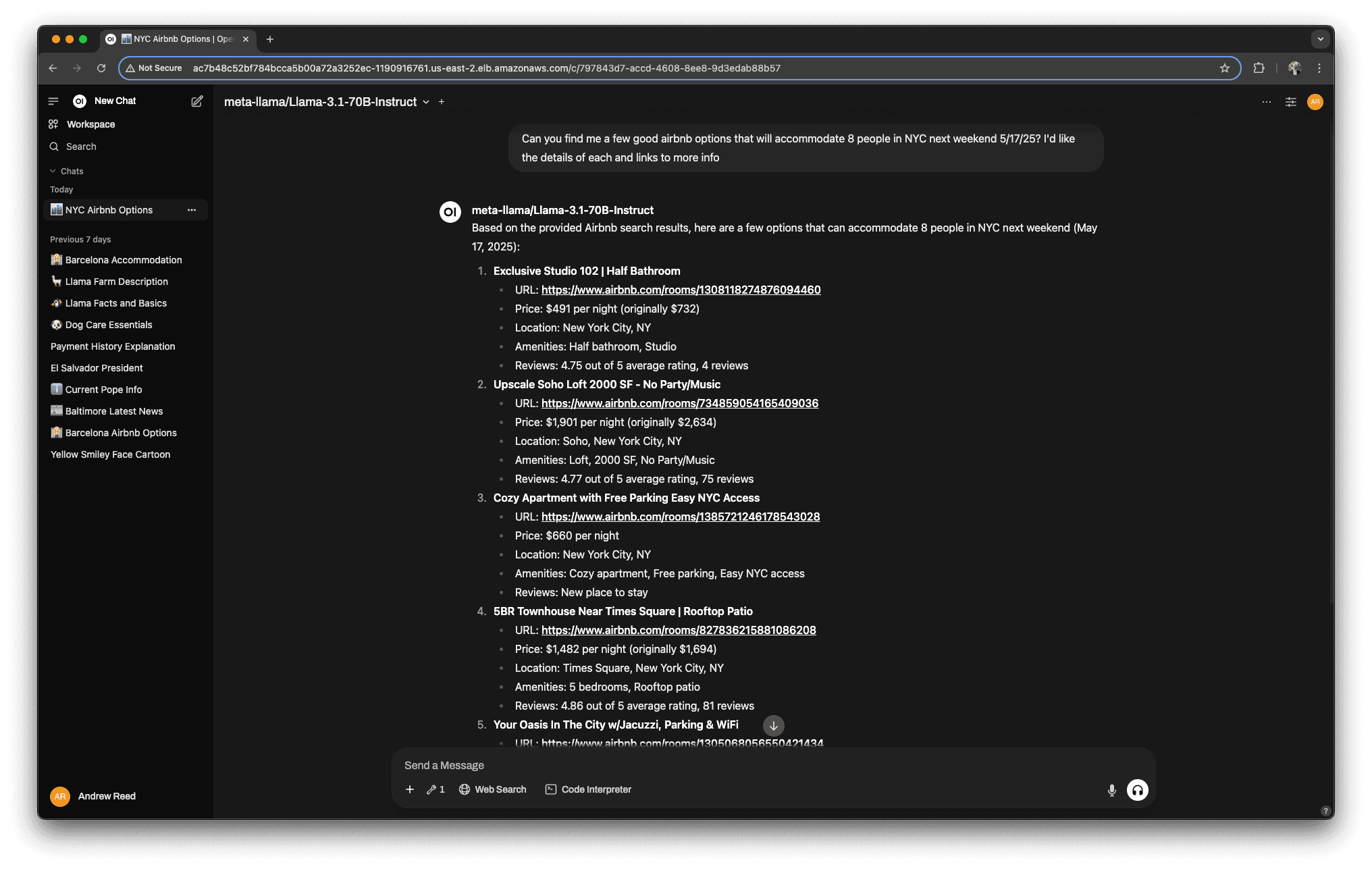 OpenWebUI User Interface