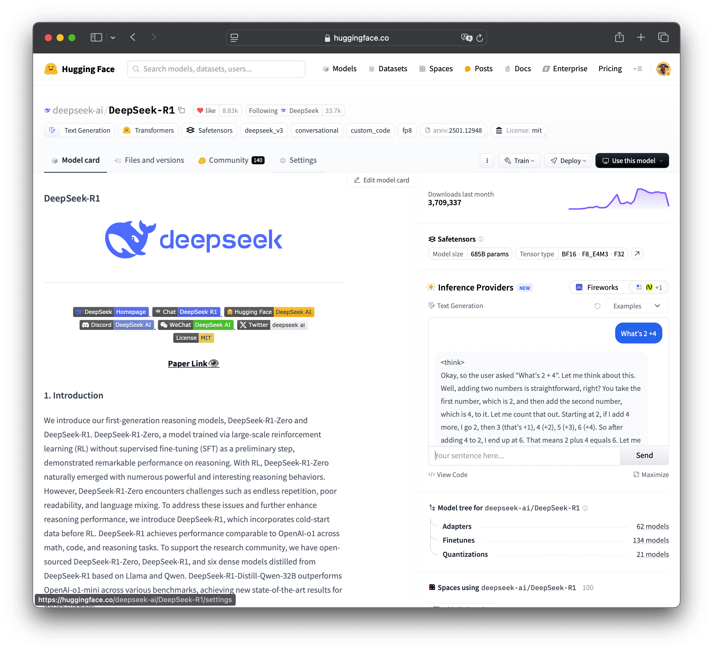 Fireworks.ai inference provider UI