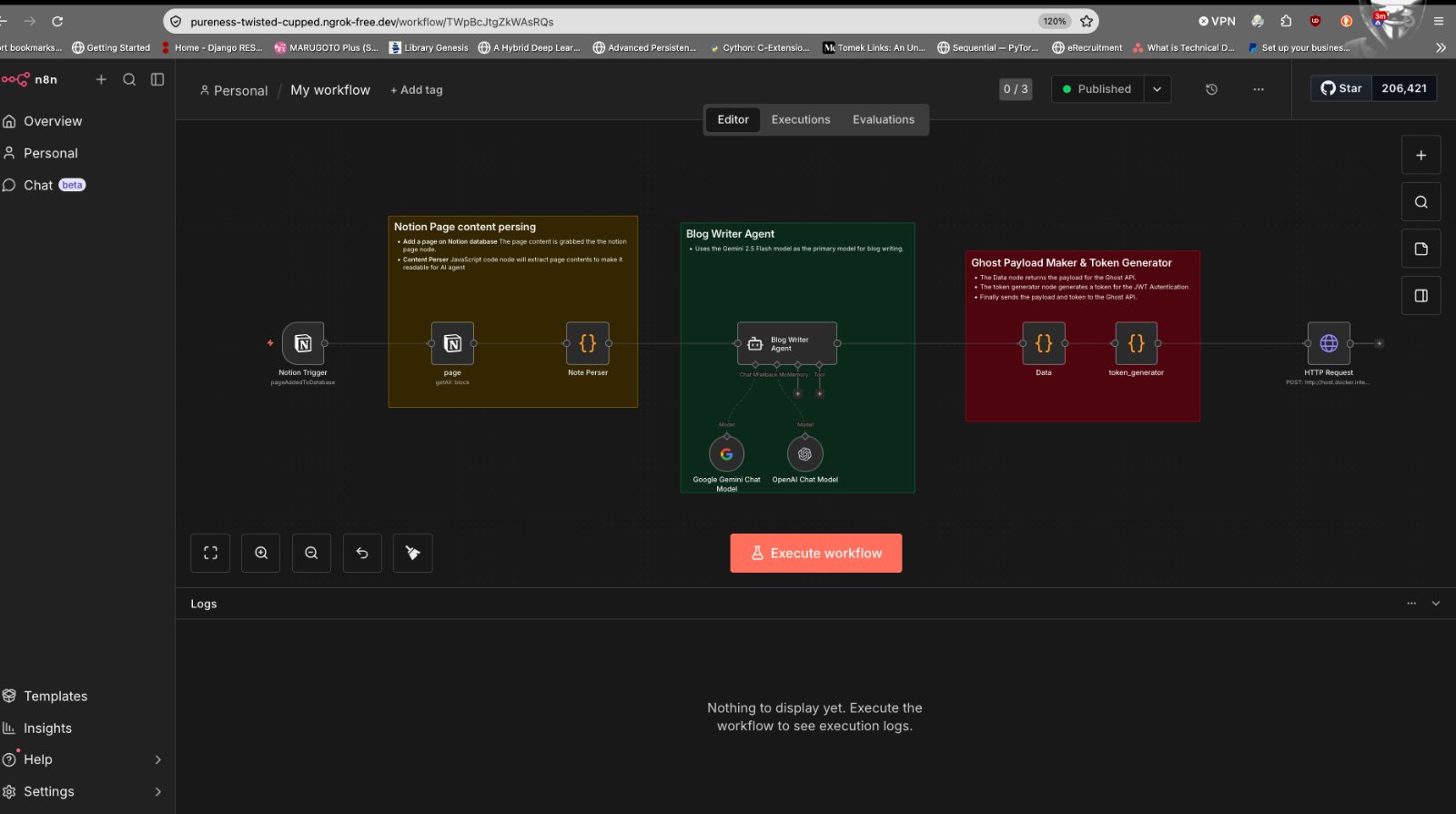 Write and publish Notion blog posts to Ghost with Gemini and GPT-5 - automatisation pour automation