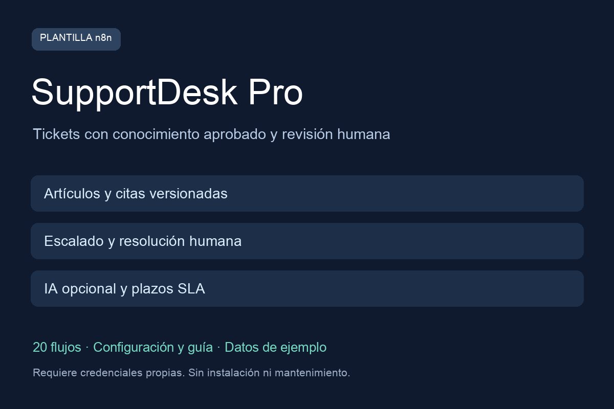 SupportDesk Pro — Tickets y respuestas revisadas en n8n | 20 flujos - automatisation pour automation